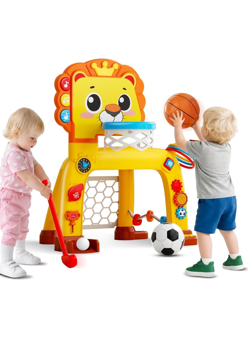 BAOLI 4 in 1 Toddler Basketball Hoop & Soccer Goal, Gift for Boys Girls 1 2 3 Years Old, Kids Sports Toys with Lights Sounds Music, Baby Toys for 12-18 Months, Christmas Birthday Gift for Age 1-3 - Image 1